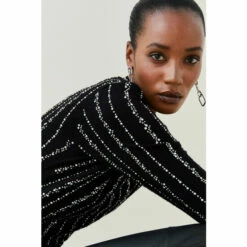 New 🛒 KarenMillen Linear Crystal Embellishment Jumper For Female 🎁 -Karen Millen Sales unnamed file 1940