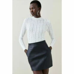 New 🛒 KarenMillen Linear Crystal Embellishment Jumper For Female 🎁 -Karen Millen Sales unnamed file 1943