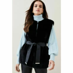 Buy 🥰 KarenMillen Petite Faux Fur Pu Belt Gilet For Female 🎉 -Karen Millen Sales unnamed file 1949