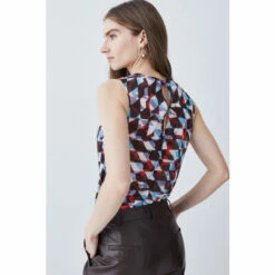 Best Sale ✔️ KarenMillen Georgette Geo Printed Cowl Neck Woven Blouse For Female 👏 -Karen Millen Sales unnamed file 195