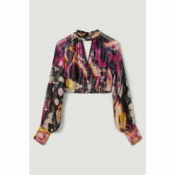 Best Pirce 🥰 KarenMillen Abstract Butterly Georgette Metallic Thread Blouse For Female 😀 -Karen Millen Sales unnamed file 1989