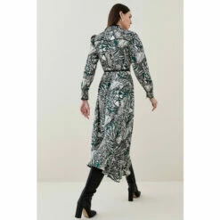 Budget 😉 KarenMillen Animal Satin Twill Wrap Midi 👗 Dress For Female 😍 -Karen Millen Sales unnamed file 1998