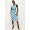 Best Pirce 🔥 KarenMillen Stripe Belted Midi 👗 Dress For Female ⌛