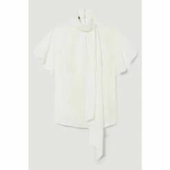 Outlet ✨ KarenMillen Georgette Tie Neck Woven Blouse For Female 👏 -Karen Millen Sales unnamed file 202