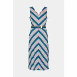 Best Pirce 🔥 KarenMillen Stripe Belted Midi 👗 Dress For Female ⌛ -Karen Millen Sales unnamed file 2021