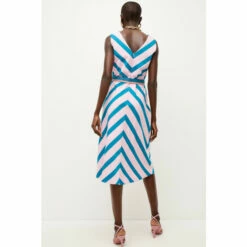Best Pirce 🔥 KarenMillen Stripe Belted Midi 👗 Dress For Female ⌛ -Karen Millen Sales unnamed file 2022