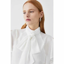 Outlet ✨ KarenMillen Georgette Tie Neck Woven Blouse For Female 👏 -Karen Millen Sales unnamed file 203