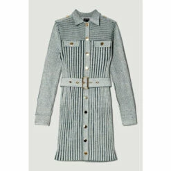 Hot Sale 👍 KarenMillen Belted Utility Rib Knitted Mini 👗 Dress For Female 👏 -Karen Millen Sales unnamed file 2033