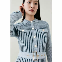 Hot Sale 👍 KarenMillen Belted Utility Rib Knitted Mini 👗 Dress For Female 👏 -Karen Millen Sales unnamed file 2034