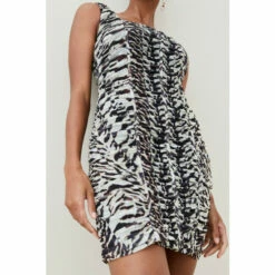 Best Sale 🎉 KarenMillen Animal Print Ruched Mesh Mini 👗 Dress For Female ⌛ -Karen Millen Sales unnamed file 2053