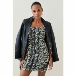 Best Sale 🎉 KarenMillen Animal Print Ruched Mesh Mini 👗 Dress For Female ⌛ -Karen Millen Sales unnamed file 2054
