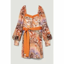 Cheapest ✨ KarenMillen Top Stitch Mixed Animal Woven Mini 👗 Dress For Female 🎁 -Karen Millen Sales unnamed file 208