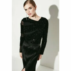 Best reviews of ✨ KarenMillen All Over Sequin Jersey Mesh Top For Female 🔥