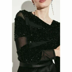 Best reviews of ✨ KarenMillen All Over Sequin Jersey Mesh Top For Female 🔥 -Karen Millen Sales unnamed file 2085