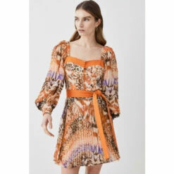 Cheapest ✨ KarenMillen Top Stitch Mixed Animal Woven Mini 👗 Dress For Female 🎁 -Karen Millen Sales unnamed file 210