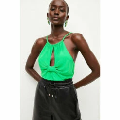 Best Pirce ๐ KarenMillen Cut Out Drape Jersey Top For Female ๐ฅฐ
