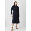 New 🔥 KarenMillen Plus Size Rib Knit Belted Midi 👗 Dress For Female 😉