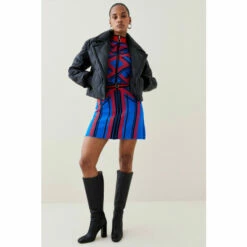 Buy ⭐ KarenMillen Placement Stripe Zip Through Jacquard Knit 👗 Skirt For Female 🌟 -Karen Millen Sales unnamed file 2204