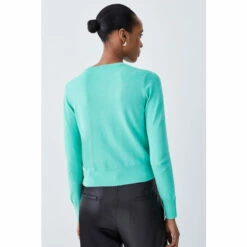 Flash Sale 🥰 KarenMillen Petite Viscose Blend Knit Crew Neck Cardigan For Female ✔️ -Karen Millen Sales unnamed file 2207