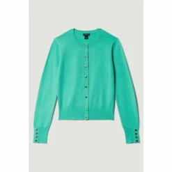 Flash Sale 🥰 KarenMillen Petite Viscose Blend Knit Crew Neck Cardigan For Female ✔️ -Karen Millen Sales unnamed file 2208