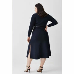 New 🔥 KarenMillen Plus Size Rib Knit Belted Midi 👗 Dress For Female 😉 -Karen Millen Sales unnamed file 222
