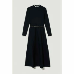 New 🔥 KarenMillen Plus Size Rib Knit Belted Midi 👗 Dress For Female 😉 -Karen Millen Sales unnamed file 223