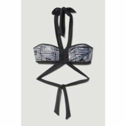 Hot Sale 🔥 KarenMillen Mono Print Halter Neck Tie Detail 👙 Bikini Top For Female 🤩 -Karen Millen Sales unnamed file 2248