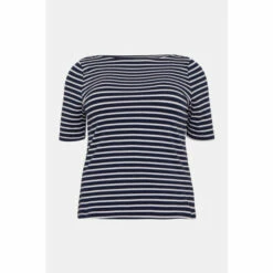 Flash Sale ✨ KarenMillen Plus Size Organic Jersey Cotton Stripe Top For Female 🎁 -Karen Millen Sales unnamed file 2261