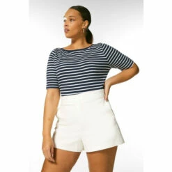 Flash Sale ✨ KarenMillen Plus Size Organic Jersey Cotton Stripe Top For Female 🎁 -Karen Millen Sales unnamed file 2262