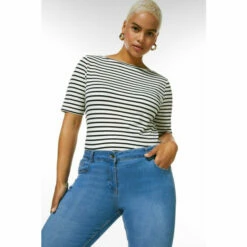 Flash Sale ✨ KarenMillen Plus Size Organic Jersey Cotton Stripe Top For Female 🎁 -Karen Millen Sales unnamed file 2263