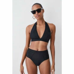 Hot Sale 🔥 KarenMillen Bandage Sheer Stripe Halter Neck Top For Female 😉