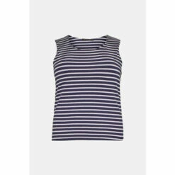Deals 🔔 KarenMillen Plus Size Organic Cotton Jersey Stripe Scoop Vest For Female 🧨 -Karen Millen Sales unnamed file 2274