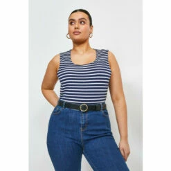 Deals 🔔 KarenMillen Plus Size Organic Cotton Jersey Stripe Scoop Vest For Female 🧨 -Karen Millen Sales unnamed file 2275