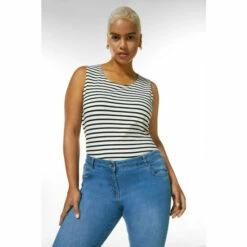 Deals 🔔 KarenMillen Plus Size Organic Cotton Jersey Stripe Scoop Vest For Female 🧨 -Karen Millen Sales unnamed file 2276
