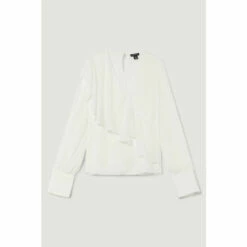 Coupon 🧨 KarenMillen Georgette Ruffle Detail Woven Blouse For Female 🎁 -Karen Millen Sales unnamed file 229
