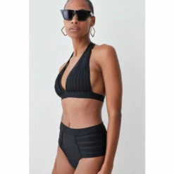 Budget 🎉 KarenMillen Bandage Sheer Stripe 👙 Bikini Bottoms For Female 🎁 -Karen Millen Sales unnamed file 2293