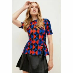 New 💯 KarenMillen Geo Jacquard Bandage Knit Top For Female 🧨 -Karen Millen Sales unnamed file 2301