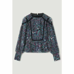 Hot Sale 😍 KarenMillen Paisley Ladder Trim Lace Woven Blouse For Female 🤩 -Karen Millen Sales unnamed file 2305