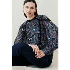 Hot Sale 😍 KarenMillen Paisley Ladder Trim Lace Woven Blouse For Female 🤩 -Karen Millen Sales unnamed file 2306
