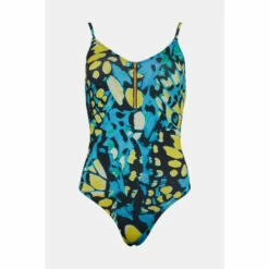 Cheapest ⌛ KarenMillen Butterfly Print Half Zip 🩱 Swimsuit For Female ✔️ -Karen Millen Sales unnamed file 2310