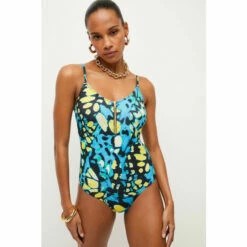 Cheapest ⌛ KarenMillen Butterfly Print Half Zip 🩱 Swimsuit For Female ✔️ -Karen Millen Sales unnamed file 2312
