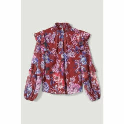 Flash Sale ⌛ KarenMillen Floral Printed Georgette Woven Blouse For Female 🔔 -Karen Millen Sales unnamed file 2349