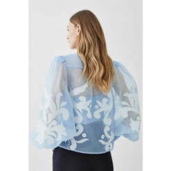 Promo 🛒 KarenMillen Organdie Applique Buttoned Woven Blouse For Female 👏 -Karen Millen Sales unnamed file 235