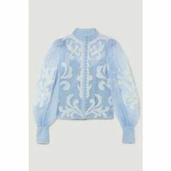 Promo 🛒 KarenMillen Organdie Applique Buttoned Woven Blouse For Female 👏 -Karen Millen Sales unnamed file 236