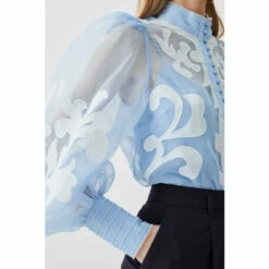 Promo 🛒 KarenMillen Organdie Applique Buttoned Woven Blouse For Female 👏 -Karen Millen Sales unnamed file 237