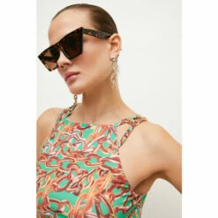 Coupon ✨ KarenMillen Chain Print Cut Out Detail Jersey Crepe Top For Female 💯