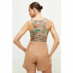 Coupon ✨ KarenMillen Chain Print Cut Out Detail Jersey Crepe Top For Female 💯 -Karen Millen Sales unnamed file 2378