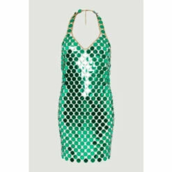 Top 10 ❤️ KarenMillen Mirrored Disc Chain Halter Mini 👗 Dress For Female ⌛ -Karen Millen Sales unnamed file 2391