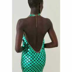 Top 10 ❤️ KarenMillen Mirrored Disc Chain Halter Mini 👗 Dress For Female ⌛ -Karen Millen Sales unnamed file 2392