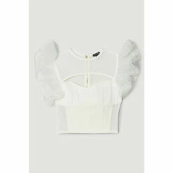Cheap 🧨 KarenMillen Bandage Cut Out Organza Frill Detail Top For Female 🧨 -Karen Millen Sales unnamed file 2398